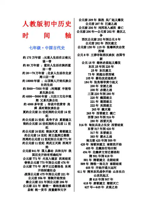 初中的历史时间轴