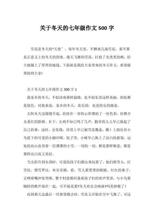(初一作文)关于冬天的七年级作文500字
