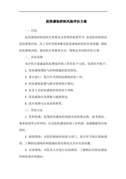 医院感染控制风险评估方案