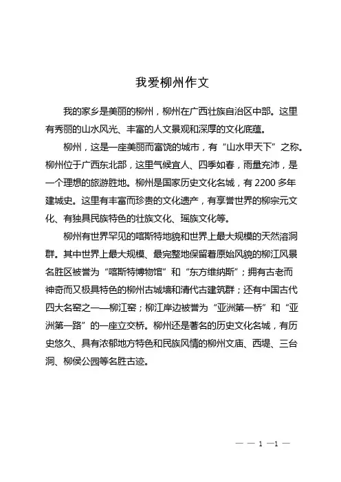 我爱柳州作文