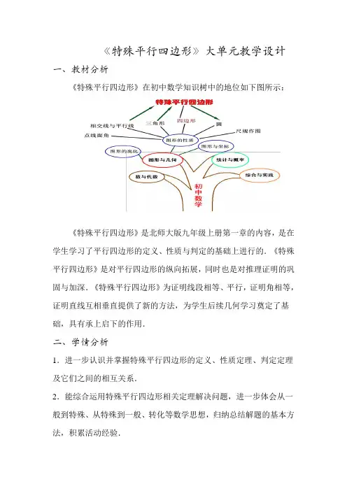 《特殊平行四边形》大单元教学设计