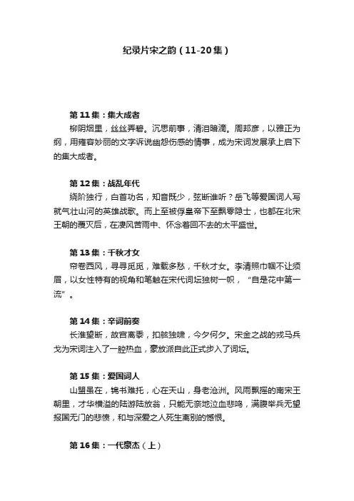 纪录片宋之韵（11-20集）