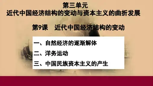 高中历史人教版必修二 第9课  近代中国经济结构的变动