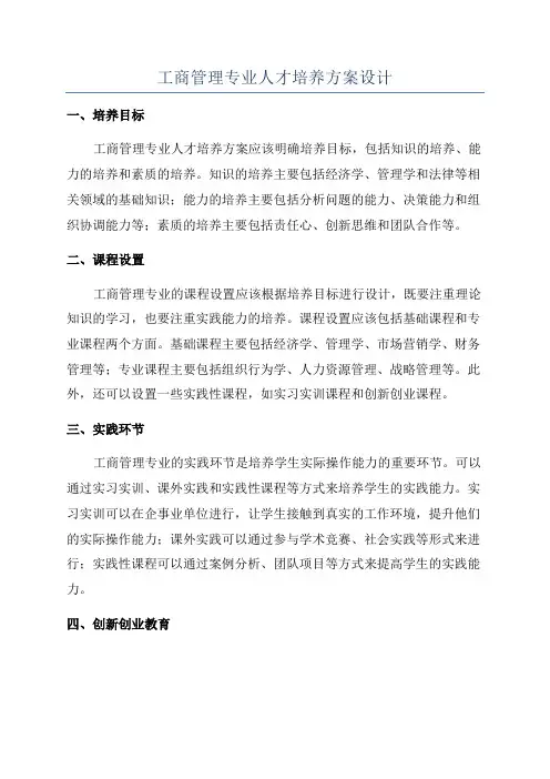 工商管理专业人才培养方案设计