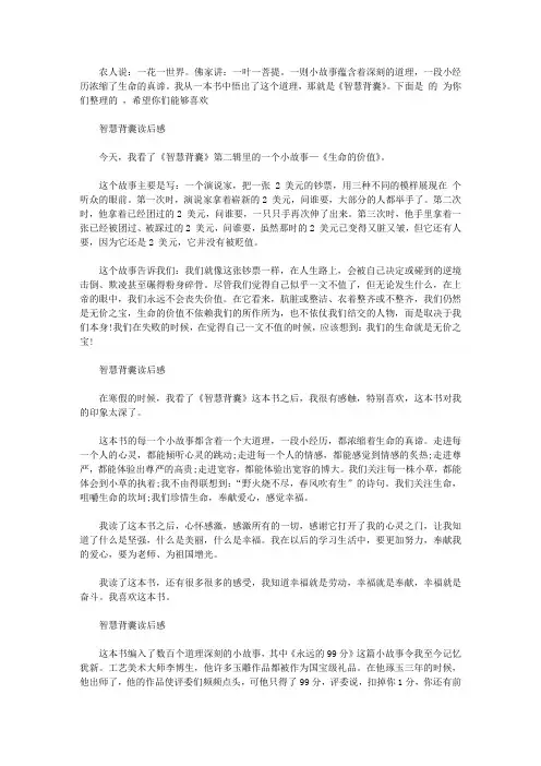 智慧背囊读后感400字作文5篇