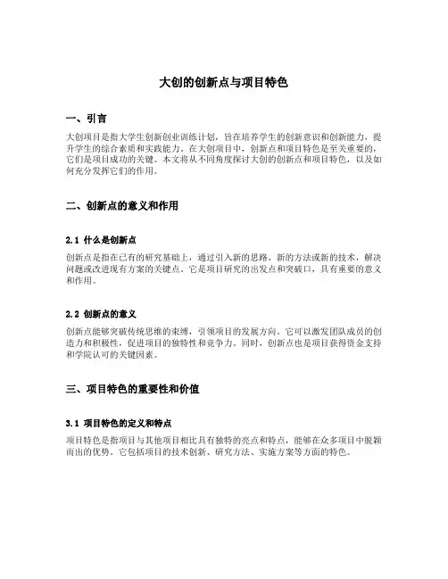 大创的创新点与项目特色模板