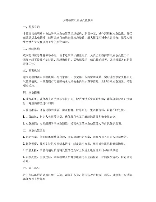 水电站防汛应急处置预案