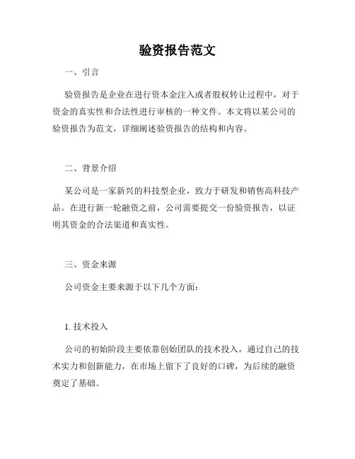 验资报告范文
