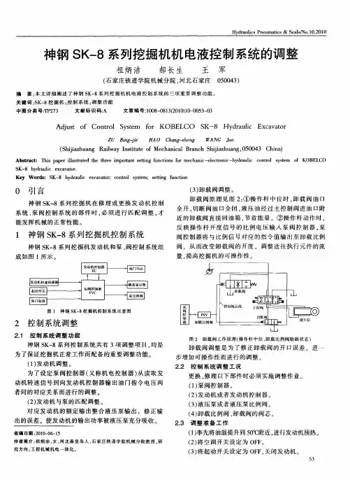 神钢SK-8系列挖掘机机电液控制系统的调整