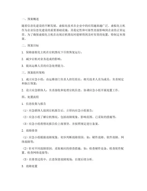 虚拟化主机宕机处置预案