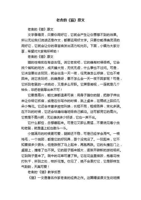 老舍的《猫》原文