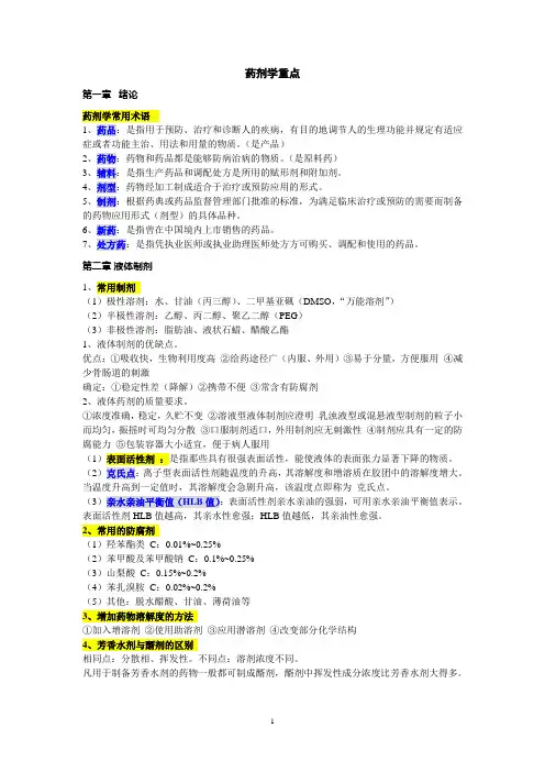 药剂学重点