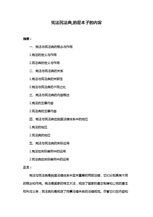 宪法民法典,的是本子的内容