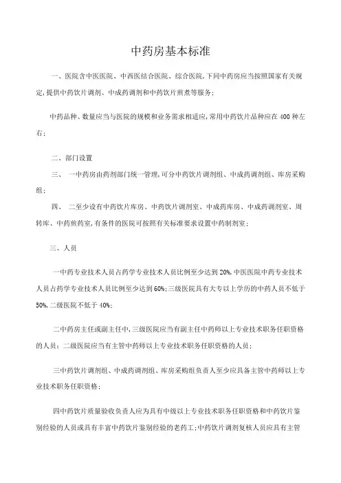 中药房基本标准