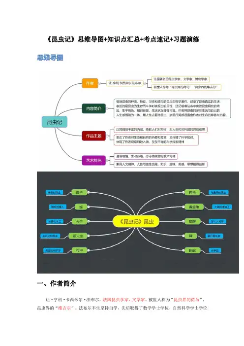 《昆虫记》-初中语文名著导读之思维导图+知识点汇总+考点速记+习题演练(原卷版)