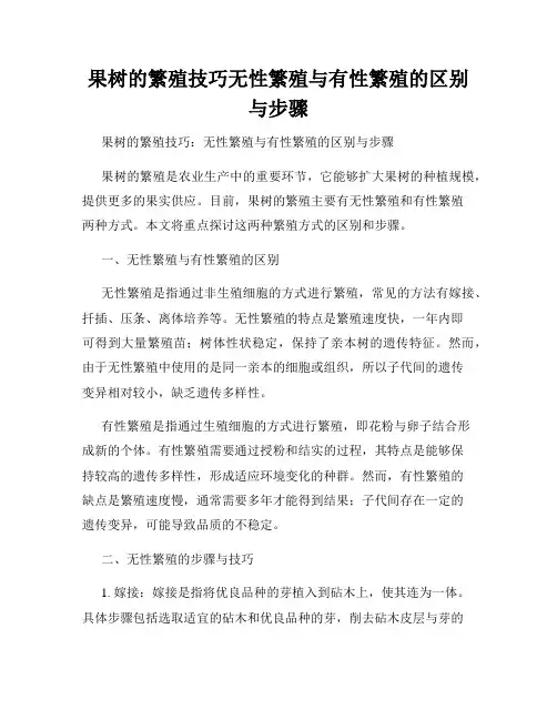 果树的繁殖技巧无性繁殖与有性繁殖的区别与步骤
