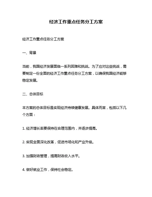经济工作重点任务分工方案