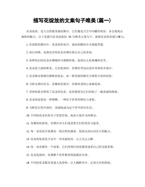 描写花绽放的文案句子唯美(精选2篇)