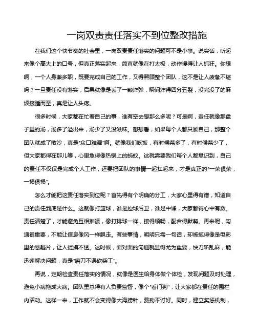 一岗双责责任落实不到位整改措施