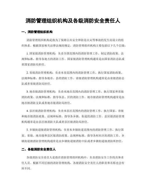消防管理组织机构及各级消防安全责任人