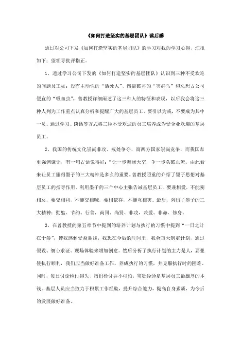如何打造坚实的基层团队心得