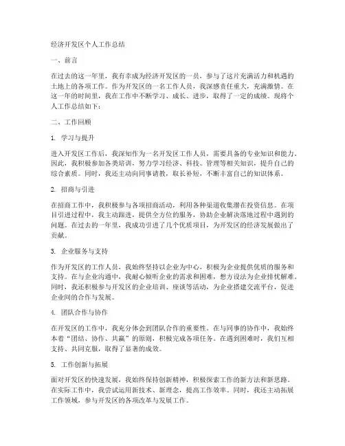 经济开发区个人工作总结