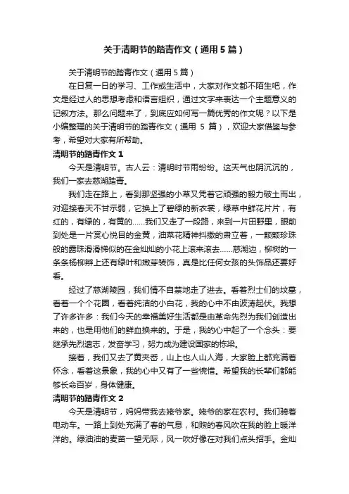 关于清明节的踏青作文（通用5篇）