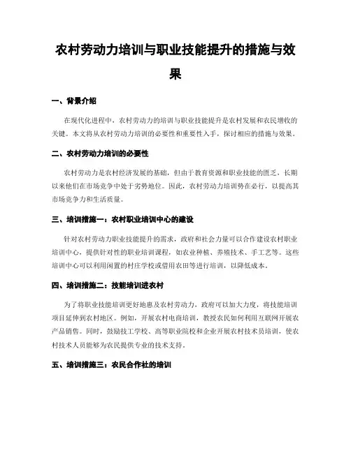 农村劳动力培训与职业技能提升的措施与效果