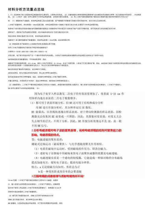 材料分析方法重点总结