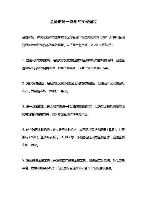 金融市场一体化的实现途径