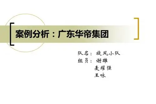 案例分析：广东华帝集团-PPT精品文档