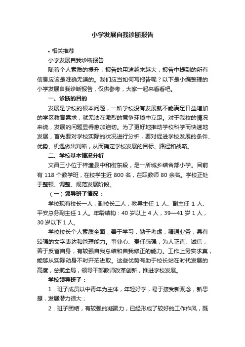 小学发展自我诊断报告