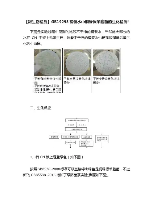 【微生物检测】GB19298桶装水中铜绿假单胞菌的生化检测!
