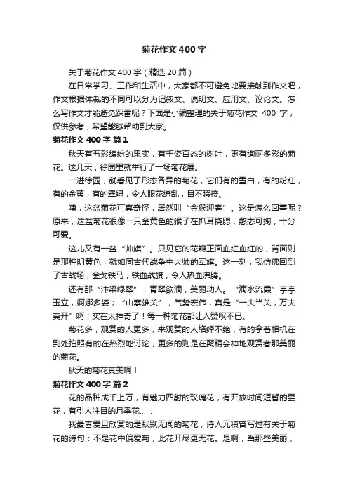 关于菊花作文400字（精选20篇）