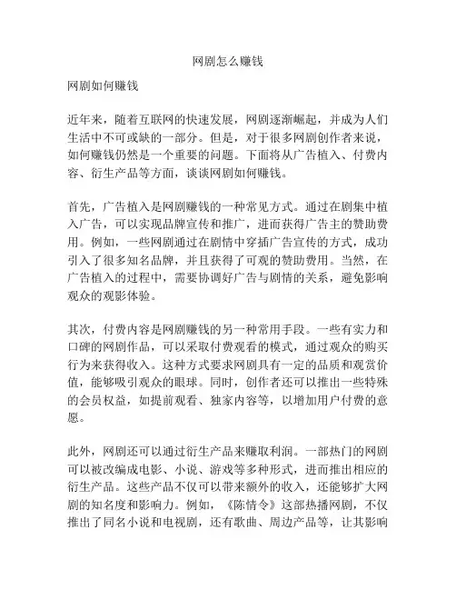 网剧怎么赚钱