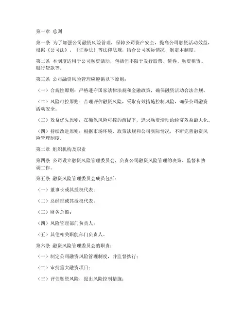 融资风险安全管理制度