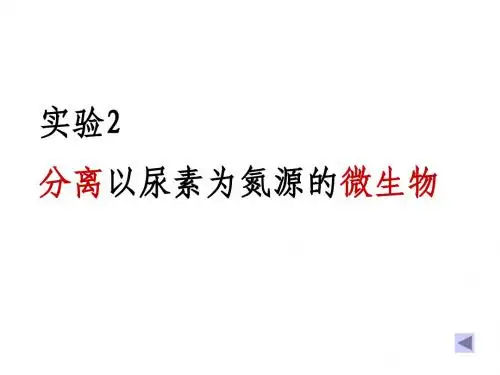 实验2分离以尿素为氮源的微生物