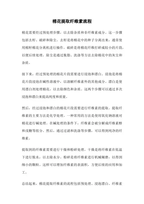 棉花提取纤维素流程