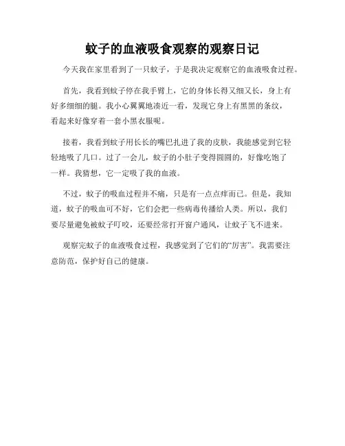 小学三年级作文蚊子的血液吸食观察的观察日记