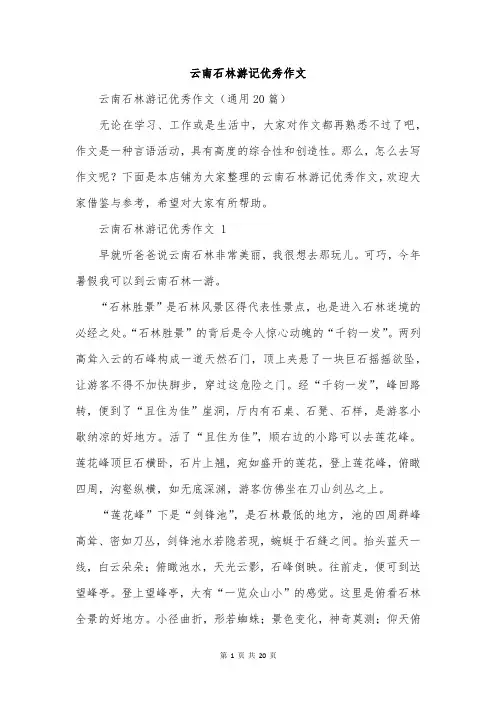云南石林游记优秀作文