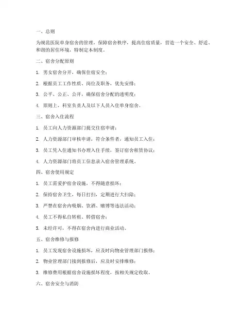 医院单身宿舍管理制度