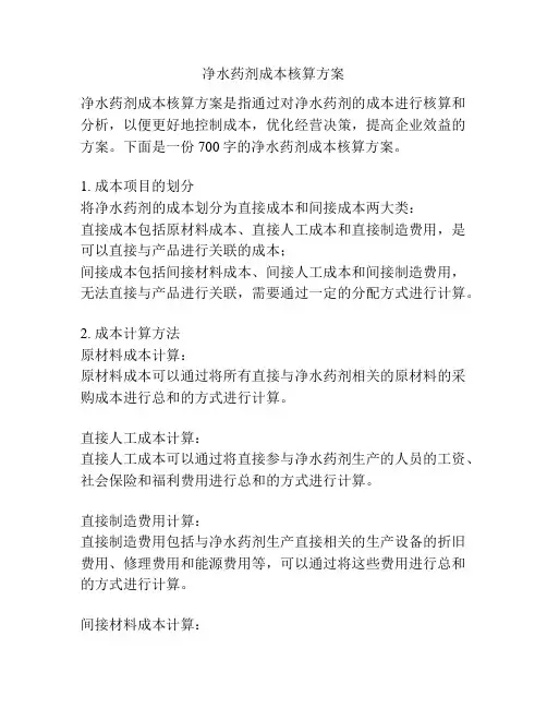 净水药剂成本核算方案