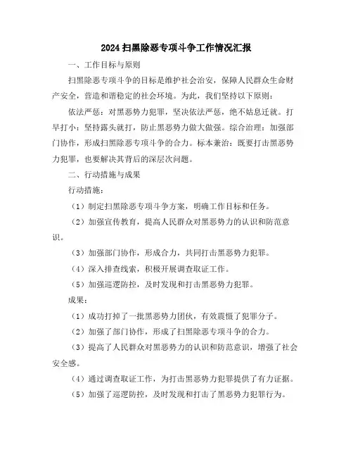 2024扫黑除恶专项斗争工作情况汇报