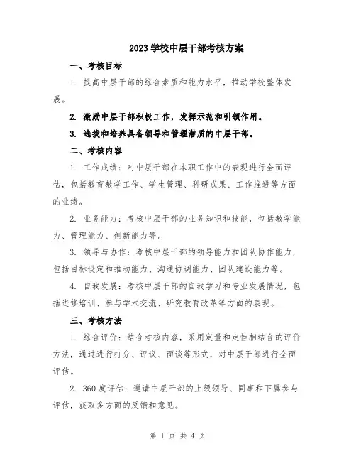 2023学校中层干部考核方案