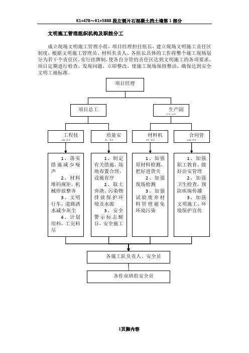 文明施工管理组织机构及分工