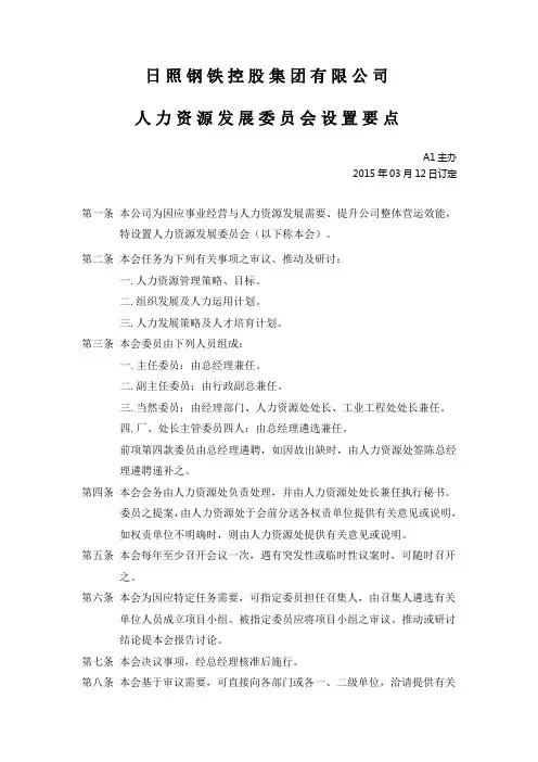 公司人力资源发展委员会设置要点