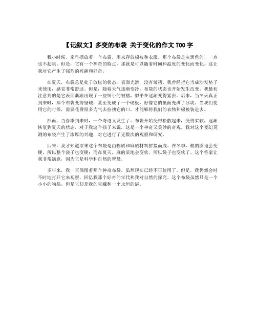 【记叙文】多变的布袋 关于变化的作文700字