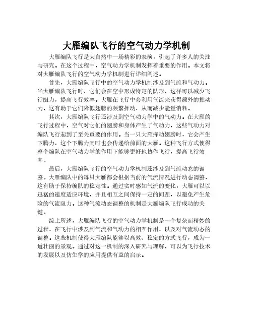 大雁编队飞行的空气动力学机制