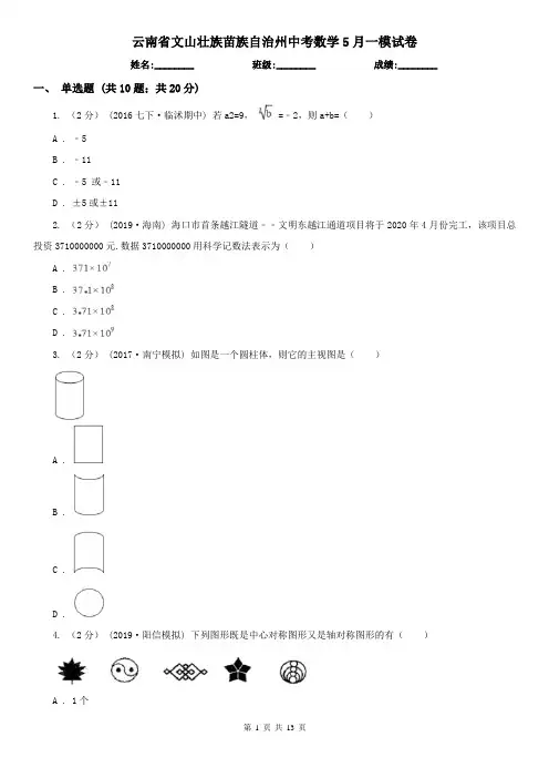 云南省文山壮族苗族自治州中考数学5月一模试卷