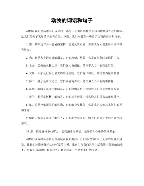 动物的词语和句子